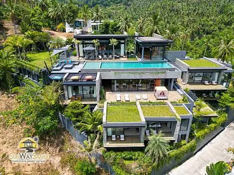 Villas "Keeree Tara Villa – Extraordinary 5 Bedroom Seaview Pool Villa in Chaweng Noi for sale" &gt;9 bedrooms, &gt;9 showers, garden, gym, private pool, sea view, district Chaweng Noi, 